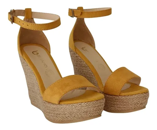 Alpargata Zapatilla Plataforma Yute Color Mostaza Sandalia