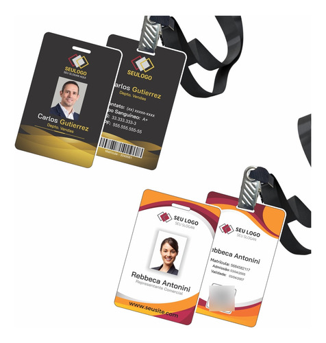 Crachá Personalizado Dupla Face Cordão E Presilha + Arte 15u