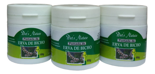  Kit 3 Pomadas Erva De Bicho Hemorroidas Natural Potes 60g