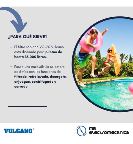 Imagen 2 de 10 de Filtro Pileta Vulcano Vc 20 Para Piscina Hasta 35.000 Litros