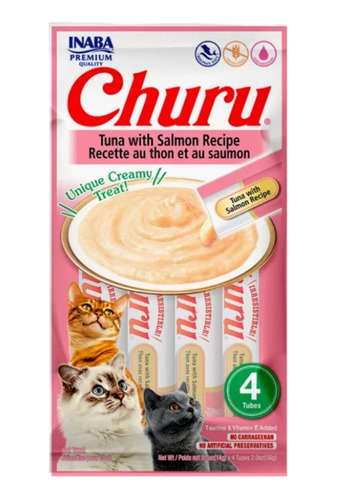 Petisco Para Gatos Churu Atum E Salmão 56g - 4 Tubets 14g