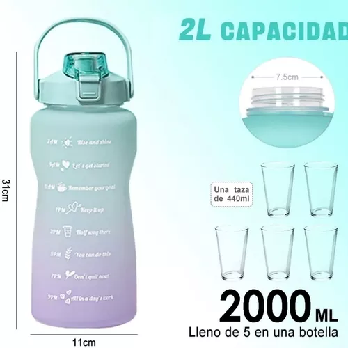 Botella De Agua Deportiva Medidor Motivacional 2lts Gym