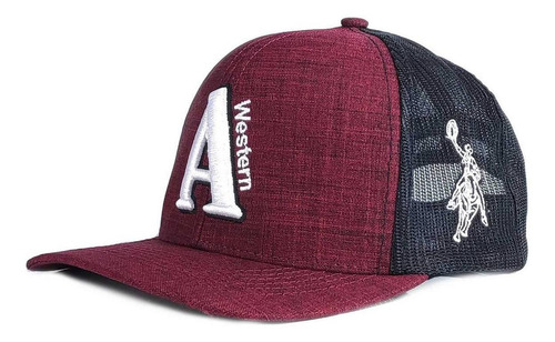 Boné Austin Western Snapback Em Tela Bordo E Preto