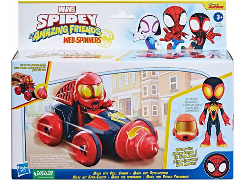 Spidey And Amazing Friends Figura Miles Morales Con Vehículo