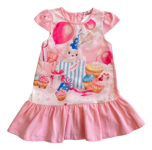 Vestido Infantil Meninas Mon Sucré Rosa Claro 31080