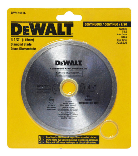 Disco Diamantado Continuo Dewalt 4 1/2 (dw47451hp)