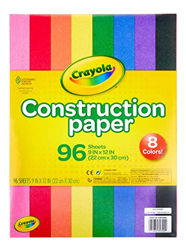Crayola - Papel De Construccion De 9 X 12 pulgadas, 8 Colore