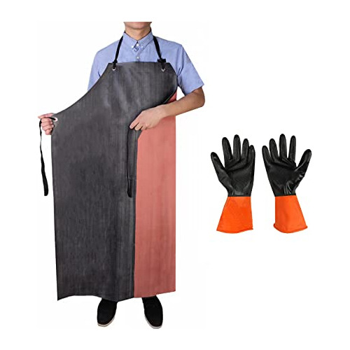 Rubber Apron Waterproof With Thick Rubber Gloves For Me...