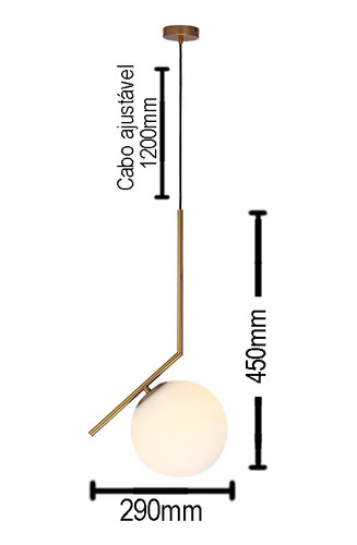 Pendente Luminária Globo Led 45cm Dourado Sindora