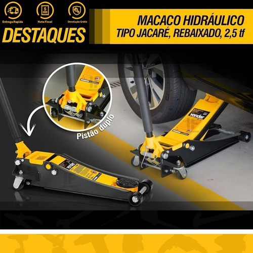 Macaco Hidraulico 2,5t Universal Tipo Jacaré Vonder Tf Plus