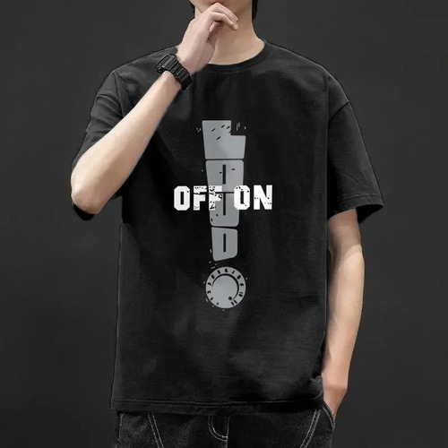 Camiseta De Manga Corta Con Cuello Redondo Para Hombre Con E