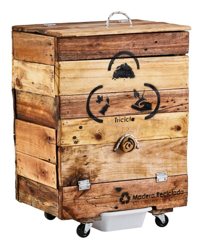 Imagen 1 de 10 de Compostera Madera Tricicla 120 L Patio/balcón Redcompostaje