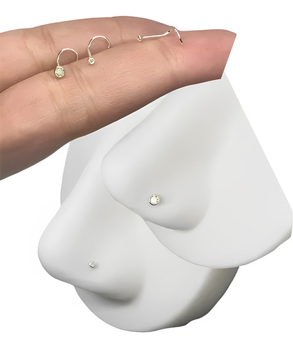 Piercing para nariz con diamantes de imitación, base curva, paquete de 40 unidades