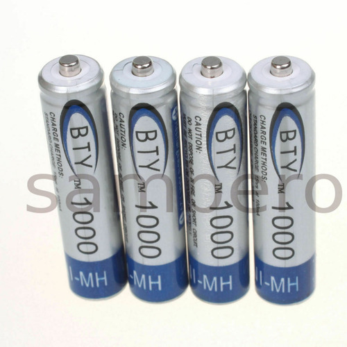4 Pilas Recargables Triple Aaa Baterias Marca Bty 1000 Mah