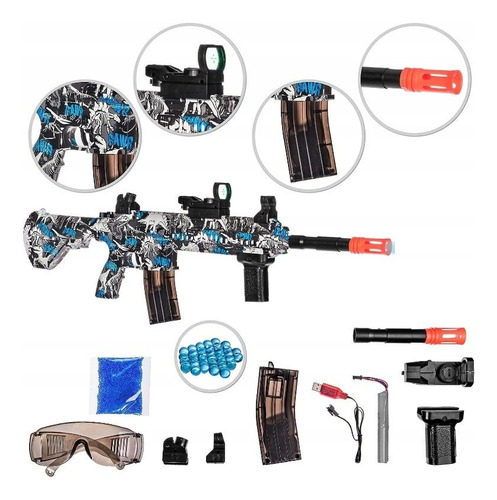 Pistola De Hidrogel Automática M416 Rifle + Mira Réflex