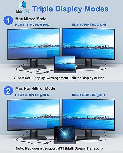 Hub Usb C Dual Hdmi, Adaptador Usb C A Monitores Duales A Do