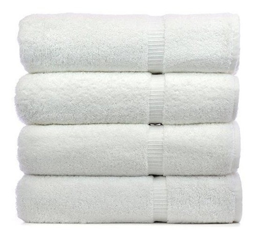 Toalla De Baño 100% Algodón Turco, Set De 4, Blanco.