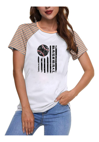 Top Casual De Moda Para Mujer Estampado Redondo Con Cuello A
