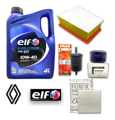 Kit 4 Filtros + 4l Aceite Elf 10w40 Kangoo Clio 1.6 16v K4m