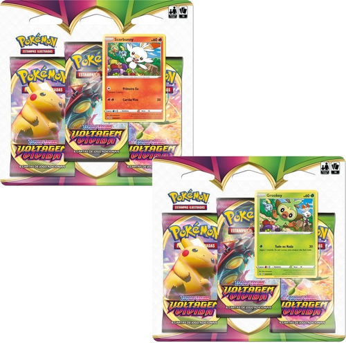 Pokémon Triple Pack Voltagem Vívida Grookey E Scorbunny Ee4