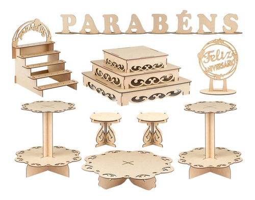 Kit Festa Provençal Decoração Mdf Luxo Peças Bandejas