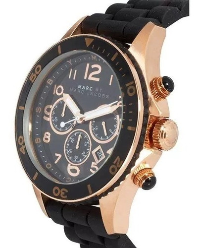 Reloj Marc Jacobs Mujer Oro Rosado Correa Negra Nuevos