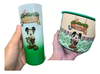 Kit Personalizado Mickey Safari Balde De Pipoca+copo 30itens