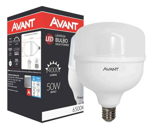 Lâmpada Led Bulbo 50w Avant: Alta Potência, 6500k Bivolt Pix