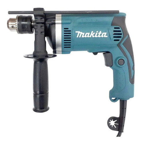 Imagen 2 de 2 de Taladro percutor atornillador eléctrico de 13mm Makita HP1630 710W + accesorios con caja de cartón 220V