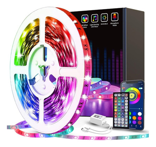 Tira De Luces Led 10 Metros Rgb 5050 Control App Music Sinc