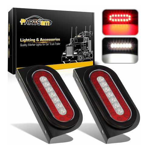 Repuestoam 2 Luz Trasera Led Ovalada 6 Color Rojo Blanco