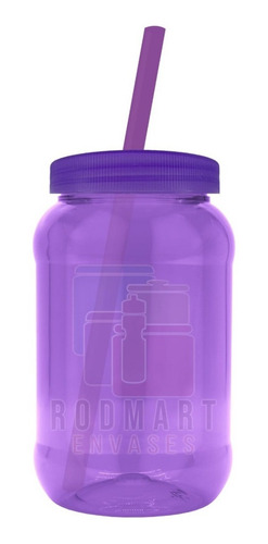 Imagen 9 de 10 de Mason Jar,dulcero,500ml Pigmentado, Popote 50 Pza Lisas