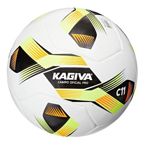 Bola Para Campo C11 Pro Costurada Kagiva Cor Branco, Amarelo e Preto