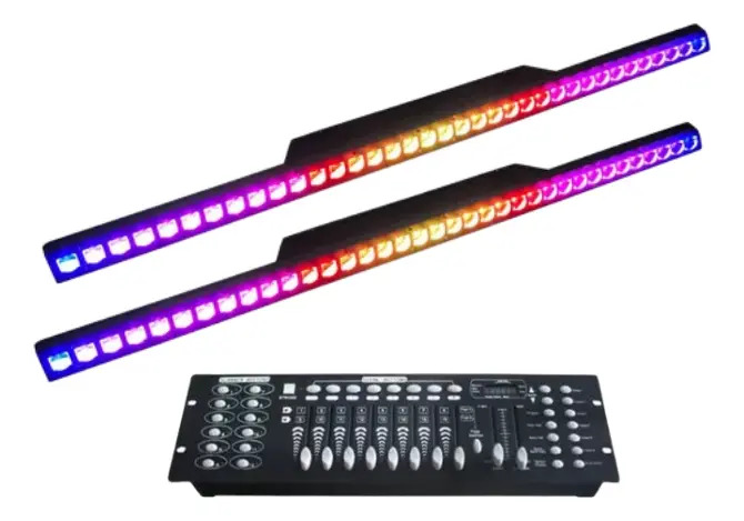 Kit 2 Ribalta Led 36 Leds 100w Rgb Pixel Luatek + Mesa Dmx