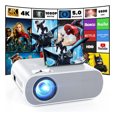 Mini Proyector Hompow Native 1080 Hd Color Blanco