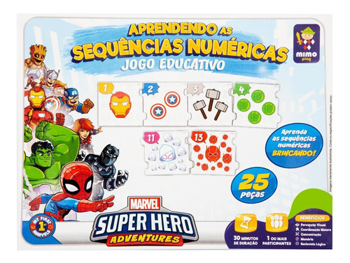 Jogo Educativo Sequencia Numerica Vingadores Disney Mimoplay