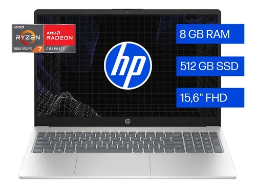 Notebook Hp 15-fc0287la Amd Ryzen 7 8gb Ram 512gb Ssd 15,6 Fhd Windows 11 Plateado Natural