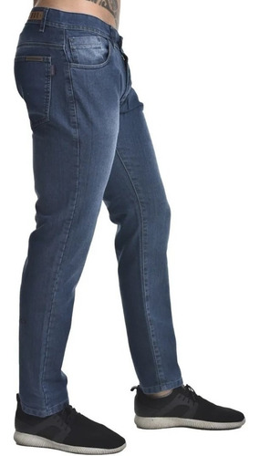 Imagen 2 de 5 de Pantalon Jean Recto Azul Rigido Hombre Talles 40-46