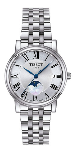 Reloj Mujer Tissot Carson Premium Moonphase | Plateado Color de la correa Acero Color del bisel Acero