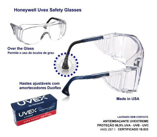 Imagem 1 de 4 de Óculos Sobrepor Lente Antiembaçante Uvextreme Original Uvex