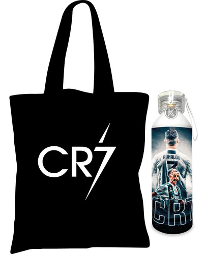 Tote Bag Cristiano Ronaldo + Botella De Agua - Estampaking