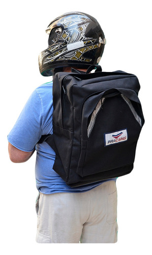 Mochila Bolsa Motoboy Motoqueiro Lona Caminhão Resistente Cor Preto Desenho Do Tecido Lisa