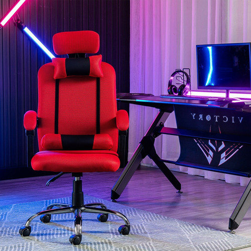 Sillon Gamer Pc Reclinable Ergonomica Postural Giratoria Color Rojo