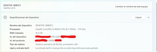 Toshiba Satellite L45 I3 16gb Ram, 960gb Ssd, Windows 11 Champán (Usado)