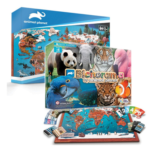 Kit 2 Jogos Animal Planet Quebra Cabeça Tabuleiro Bichorama
