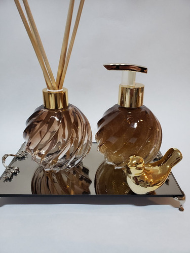 Imagem 2 de 3 de 2 Kit Lavabo Frasco Torcido Marron Degrade+passaro
