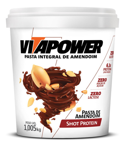 Pasta De Amendoim Shot Protein - 1,005kg - Vitapower