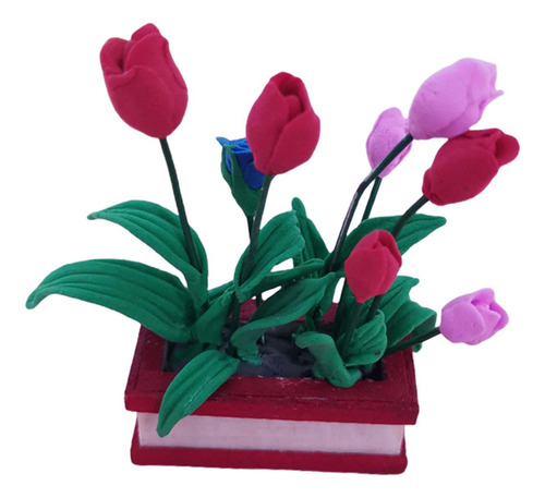 New,, 1:12 Escala Miniaturas Modelo Jardín Planta Tulipanes