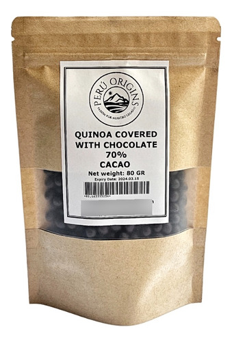 Quinua Recubierta Con Chocolate 70% Cacao Orgánico 80 Gr.