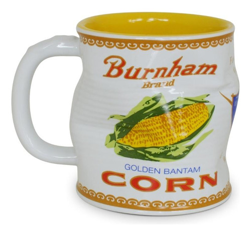 Caneca Lata Amassada 320ml Branco/amarela Burnham